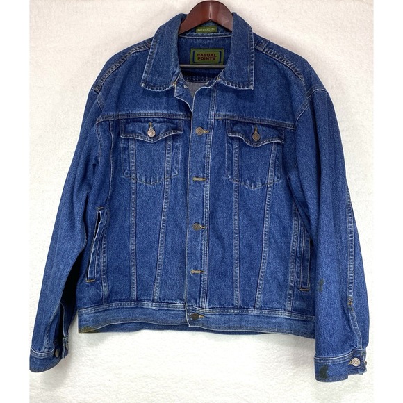 Casual Pointe Other - Casual Pointe Mens Denim Trucker Jacket Blue XL Vintage Relaxed‎ Fit Cotton